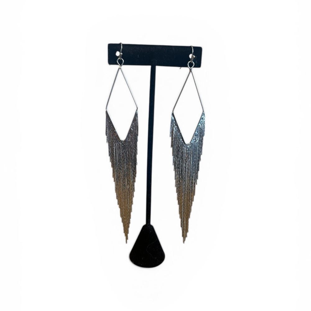Silver Fringe Drop Earrings - Women Jewelry